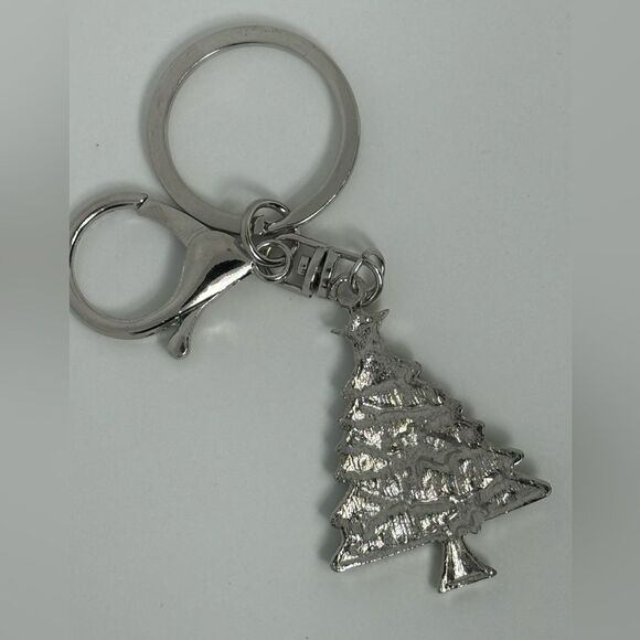 BAG CHARM Silver Tone Holiday Christmas Tree keychain Bag charm - Picture 4 of 4